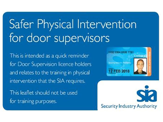 Safer Physical Intervention for Door Supervisors